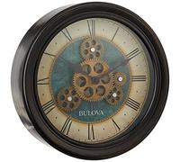 Bulova Reloj de Pared con Movimiento Industrial, 12.8, Color Negro Envejecido
