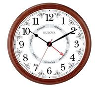 Bulova Reloj de Pared Diario, 18 Pulgadas, Cereza marrón