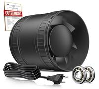 BUMSOU 100mm Extractor de Aire en Línea Compacto con Protección Contra el Sobrecalentamiento, 15W 130m³/h Extractor de Humedad Silencioso Potente, Ventilador Baño Aseo Garaje Tienda Invernadero