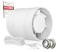 BUMSOU 100mm Extractor de Aire en Línea Compacto con Protección Contra el Sobrecalentamiento, 8W 130m³/h Extractor de Humedad Silencioso Potente, Ventilador Baño Aseo Garaje Tienda Invernadero
