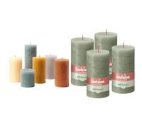 Bundle of Bolsius Juego de regalo de velas rústicas - Nordic Ambiance - Caja de 6 - largo tiempo de combustión + Bolsius Vela de pilar rústica - Verde oscuro - 13 x 7 cm - paquete de 4