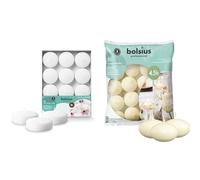 Bundle of Bolsius - Velas flotantes Maxi - Blanco - 12 piezas - Ø 7.6 cm - Tiempo de combustión 8 horas - Cera de parafina + Bolsius - Juego de velas - 3 x 4,5 cm - Marfil - 20 piezas
