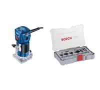 Bundle of Bosch 06016A0020 550W-GKF 500 Fresadora de cantos + Bosch 6x Set de brocas fresadoras PRO, 6 unidades
