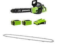 Bundle of Greenworks GD40CS15K2X Motosierra a Batería, Largo de Barra 14 Pulgada (35cm), 2 x Baterías 40V 2Ah y Cargador + Greenworks Cadena de repuesto para motosierra, Cadena Oregon de 35cm