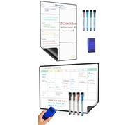 Bundle of SURFOU Pizarra Magnética Nevera A3 - Semanal + Mensual, Menú, Lista de Compra, incluye 4 Rotuladores y Borrador