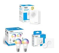 Bundle of TP-Link Tapo H100 Smart Hub + Tapo L530E 2-Pack - Bombilla LED inteligente Wi-Fi, multicolor + Tapo S200D - Interruptor Regulador Intensidad de Luz WiFi Inteligente