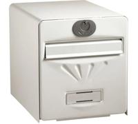 Burg Wachter Buzón costero de acero galvanizado - Puerta trasera de cristal - Blanco