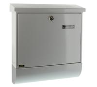 BURG-WÄCHTER Buzón con portaperiódicos y placa para nombre, Acero galvanizado, Para formatos hasta DIN C4, Incl. 2 llaves, Set Vario W, Blanco (similar a RAL 9016)