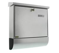 Burg-Wächter Buzón con portaperiódicos y placa para nombre, Acero galvanizado, Para formatos hasta DIN C4, Incl. 2 llaves, Set Vario SI, Plateado, 420x377x115 (HxBxT)