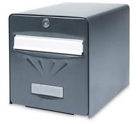 Burg-Wächter: Buzón de correo fabricado en acero galvanizado con puerta completamente abatible, para correo, con 2 compartimentos, incluyendo una ventana y un spa, de color gris