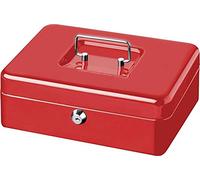 BURG-WÄCHTER Caja de caudales con cerradura de llave y bandeja para dinero, Chapa de acero, Money 5025, Rojo