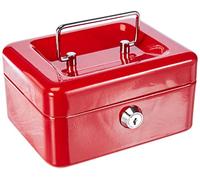 BURG-WÄCHTER Caja de caudales con cerradura de llave y bandeja para dinero, Pequeña, Chapa de acero, Money 5015, Rojo
