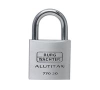 BURG-WÄCHTER Candado con llave, candado de 3,5 mm de grosor, cuerpo de aluminio macizo, interior inoxidable, 2 llaves, Alutitan 770 20 SB, aluminio