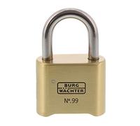 BURG-WÄCHTER Candado de combinación N.º 99 Ni 50 SB, Cuerpo de latón macizo, Resistente a la intemperie, Arco de doble cierre de acero inoxidable