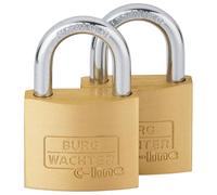BURG-WÄCHTER Juego de 2 candados, candados con 4 llaves, grosor del arco 7 mm, cuerpo de latón, misma llave, DUO 222 50 SB
