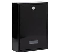 Burg Wächter MB11BK Forth puerta de acceso trasera y buzón de correo montado en la pared de acero galvanizado, con cerradura, resistente a la intemperie, Forth Black, 251 x 354 x 100 mm