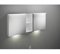 burgbad Badu armario con espejo con luz LED horizontal en la parte superior, 2 puertas, 1 estante abierto, con iluminación LED en el lavabo, anchura 1500mm, SFUE150F3700G0196, Color: Marone decoración