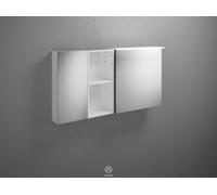 burgbad Badu armario con espejo con luz LED superior, 2 puertas, 1 estante abierto, versión izquierda, anchura 1200mm, SFTX120LF3700G0196, Color: Marone decoración Trufa / Marone decoración Trufa , ti