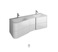 burgbad Badu lavabo bajo para lavabo doble blanco brillante, incluye mueble para lavabo, 4 extraíbles, 2 cajones, anchura 1520mm, SFUK152F5297C0001G0196, Color: Roble decorado Urban / Roble decorado U