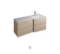 burgbad Badu lavabo bajo para lavabo, terciopelo blanco, incluye mueble bajo para lavabo, 2 extraíbles, 2 cajones, versión derecha, anchura 1220mm, SFUG122RF3695C0037G0196, Color: Roble decorado Cashm