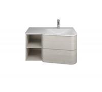 burgbad Badu lavabo bajo para lavabos blanco brillante, incluye mueble bajo, 2 extraíbles, 1 estante abierto, versión izquierda, anchura 920mm, SFUV092LF3695C0001G0196, Color: Roble decorado Cashmere