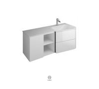 burgbad Badu lavabo bajo para lavabos blanco brillante, incluye mueble bajo para lavabo, 2 extraíbles, 1 estante abierto, 1 puerta, versión derecha, anchura 1220mm, SFUI122RF3696C0001G0196, Color: Rob