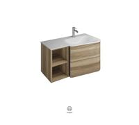 burgbad Badu lavabo bajo para lavabos, terciopelo blanco, incluye mueble bajo, 2 extraíbles, 1 estante abierto, versión derecha, anchura 920mm, SFUV092RF3697C0037G0196, Color: Frassino decor cappuccin