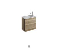 burgbad Badu lavabo resina mineral terciopelo blanco, incluye mueble bajo para lavabo, 1 apertura a la izquierda, anchura 520mm, SFUM052RF3697C0037G0196, Color: Frassino decor cappuccino / Frassino de