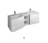 burgbad Badu mueble bajo para lavabo doble de terciopelo blanco, incluye mueble bajo, 4 extraíbles, 1 estante abierto, anchura 1520mm, SFUJ152F3696C0037G0196, Color: Roble decorado Flanelle / Roble de