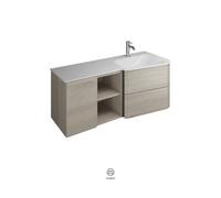 burgbad Badu mueble bajo para lavabos, terciopelo blanco, incluye mueble bajo, 2 extraíbles, 1 estante abierto, 1 puerta, versión derecha, anchura 1220mm, SFUI122RF3696C0037G0196, Color: Roble decorad