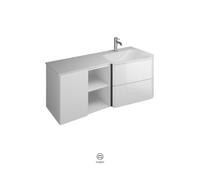 burgbad Badu mueble bajo para lavabos, terciopelo blanco, incluye mueble bajo, 2 extraíbles, 1 estante abierto, 1 puerta, versión derecha, anchura 1220mm, SFUI122RF3967C0037G0196, Color: Grafito mate