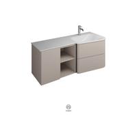 burgbad Badu mueble bajo para lavabos, terciopelo blanco, incluye mueble bajo, 2 extraíbles, 1 estante abierto, 1 puerta, versión derecha, anchura 1220mm, SFUI122RF3690C0037G0196, Color: Gris basalto