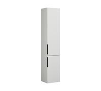 burgbad Eqio armario alto 2 puertas, 1 cajón interior, puerta bisagra derecha, 1760x350x320mm, HSBA035RF2009G0252, Color: Blanco brillo intenso / Blanco brillo intenso, tirador negro mate G0252