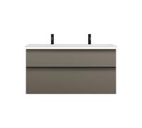 burgbad Eqio lavabo mineral de fundición con 2 agujeros para grifería, incluye mueble bajo para lavabo con iluminación LED, 1220x490x638mm, SHCT122F2010C0001G0252, Color: Gris alto brillo / Gris alto