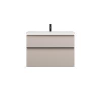 burgbad Eqio lavabo mineral de fundición con mueble bajo para lavabo con iluminación LED, 920x490x638mm, SHCC092F6583C0001G0252, Color: Gris claro mate / Gris claro mate, tirador negro mate G0252