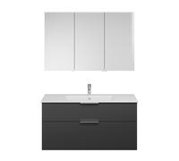 burgbad Eqio Set, compuesto por armario con espejo a la izquierda, lavabo de cerámica Slim y mueble bajo para lavabo, anchura 1220mm, SHCP122RF6584C0001G0146, Color: Gris oscuro mate / Gris oscuro mat
