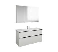 burgbad Eqio Set, compuesto por armario con espejo a la izquierda, lavabo de cerámica Slim y mueble bajo para lavabo, anchura 1220mm, SHCP122RF5662C0001G0146, Color: Decoración roble urbano / Decoraci