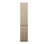 burgbad Lin20 armario alto de suelo con 2 puertas, 2 estantes en ángulo, bisagra de puerta a la izquierda, 400x245x2000mm, HSPM040LF5355, Color: Decoración de roble Cachemira