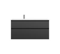 burgbad Lin20 Lavabo bajo para lavabo blanco brillante a ras de la izquierda con mueble bajo para lavabo, 2 extraíbles, 1220x495x612mm, SGHX122LF5381C0001, Color: Gris oscuro mate