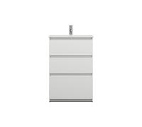 burgbad Lin20 Lavabo bajo para lavabo blanco brillante con mueble bajo para lavabo, 3 cajones, 620x365x902mm, SGHQ062F5363C0001, Color: Blanco alto brillo