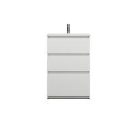 burgbad Lin20 Lavabo bajo para lavabo blanco brillante con mueble bajo para lavabo, 3 cajones, 620x415x902mm, SGHS062F5351C0001, Color: Blanco mate con borde láser