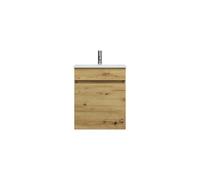 burgbad Lin20 Lavabo bajo para lavabo blanco brillante con mueble para lavabo, 1 panel, 1 cajón, 520x365x612mm, SGQZ052F5353C0001, Color: Decoración urbana de roble