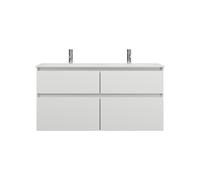 burgbad Lin20 Lavabo bajo para lavabo doble blanco brillante con mueble bajo para lavabo, 4 extraíbles paralelos, 1220x495x612mm, SGIB122F5363C0001, Color: Blanco alto brillo