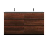 burgbad Lin20 Lavabo bajo para lavabo doble blanco mate con mueble bajo, 6 extraíbles paralelos, 1620x495x902mm, SGIC162F5359C0037, Color: Decoración de roble oxidado