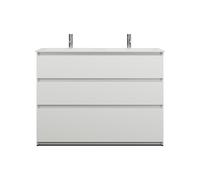 burgbad Lin20 Lavabo bajo para lavabo doble blanco mate con mueble bajo para lavabo, 3 extraíbles, 1220x495x902mm, SGIA122F5363C0037, Color: Blanco alto brillo