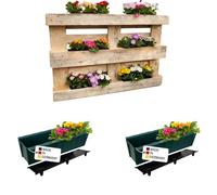 BURI 2 inserciones para jardineras de palets europeos con alfombrilla de riego | 37,3 cm Verde | Maceta para palet europeo | Jardinera para balcón | Maceta | de plástico resistente | Fabricado en