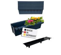 BURI 6 palés europeos para macetas, incluye estera de riego, con sistema para colgar, 37,3 cm, color antracita, para palé europeo, jardinera para balcón, maceta, estable