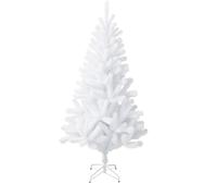 BURI Árbol de Navidad artificial de 210 cm, color blanco, con 630 puntas, de PVC denso con soporte de metal estable, plegable, ignífugo y resistente a la intemperie, ideal para interiores y exteriores