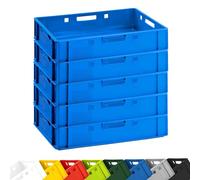 BURI Caja para carne, E1, 60 x 40 x 12,5 cm, color azul | BURI, Eurobox - Caja plana para carniceros, apta para alimentos, caja de almacenamiento y caja de transporte