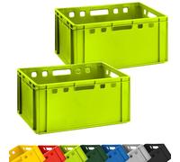 BURI Caja para carnicería, 2 unidades, 60 x 40 x 30 cm, E3 alta, extremadamente robusta, caja para carnicería, apta para alimentos, apilable (verde claro)